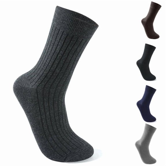 Men's Dress Socks Breathable Cotton Ribbed Crew Socks for Men Business & Casual,Dark Gray