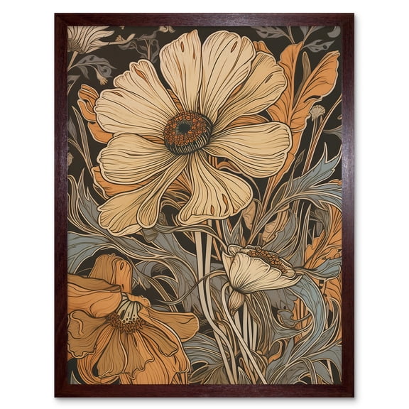 Spring Wildflowers Pastel Colour Illustration Art Print Framed Poster Wall Decor 12x16 inch