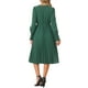thumbnail image 3 of VESTIDOS V DE CUELLO INSPIRADORES CHIC PARA MUJERES, CON MANGAS PUFF PLISADAS, ELEGANTE Y CASUAL, MIDI, COLOR VERDE OSCURO, 3 of 5
