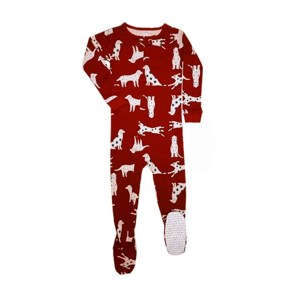 Carter's Girl's Burgundy Dog Print Cotton Footed Sleeper, Size 4T