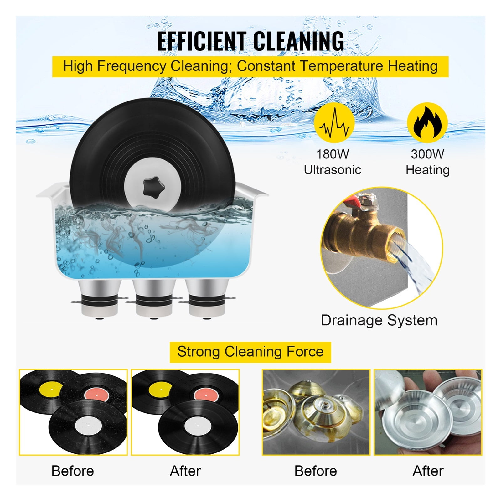 6L Knob Ultrasonic Vinyl Record Cleaner Mini Portable Washing Machine Ultrasound Dishwasher Contact Lenses Jewelry
