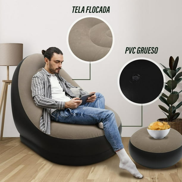Sillón Puff Inflable Individual Resistente 120Kg Descansa Pies | Walmart en  línea