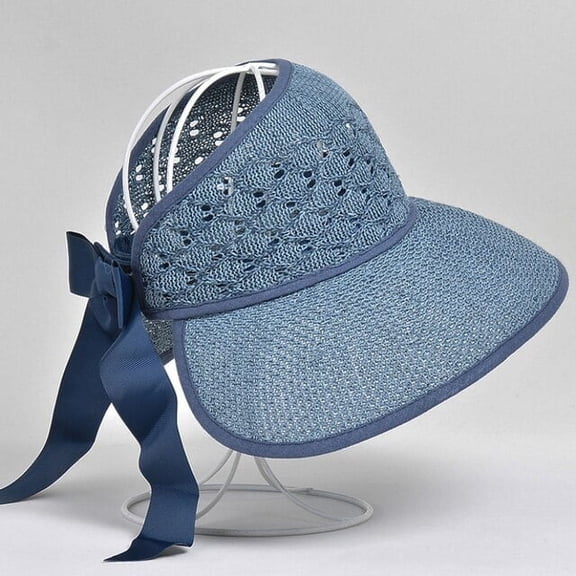 SikaFu Summer Hat Breathable Packable Sun Visor Cap Lady Ribbon Bow Wide Brim Sun Hat Female Straw Beach Hat Women Cap Hat