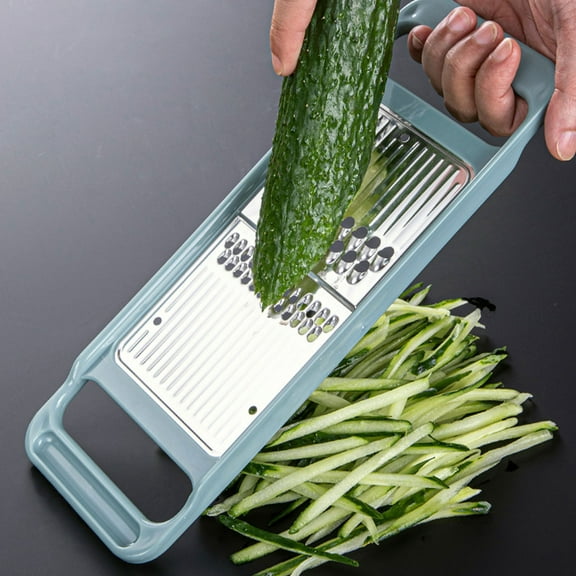 Stainless Steel Potato Shredder and Grater, Blue and White Double-sided Scraper, for Thick and Thin Cuts, for Salads, Slaws, and Vegetable Prep, Green, by FAJHHA
