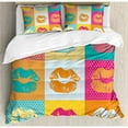 thumbnail image 3 of Modern Duvet Cover Set Twin Size, Sexy Woman Lips on Polka Dots Background in Various Frames Fashion Kiss Love Design, Decorative 2 Piece Bedding Set with 1 Pillow Sham, Multicolor, by Ambesonne, 3 of 3