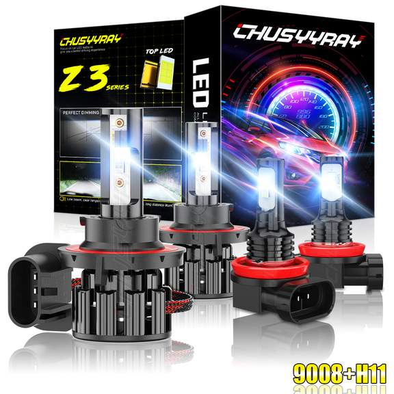 CHUSYYRAY 9008 H11 For Jeep Renegade 15-20 LED Headlight High/Low Fog Light Bulbs Kit 6000K