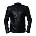 thumbnail image 1 of Cafe Racer Leather Motorcycle Jacket With Snap Button Black Leather Moto Jacket Mens Black Leather Biker Jacket Cafe Racer Biker Jacket size L, 1 of 5