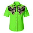 thumbnail image 5 of LIIPEE Western Cowboy Floral Graphic Shirt For Men Short Sleeve Turn Down Collar Button Up Shirts Male Comfortable Breathable Tops,L, 5 of 5