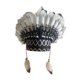 thumbnail image 2 of Sombrero de jefe indio nativo americano, tocado decorativo para presentaciones escénicas Blanco y negro, 2 of 9