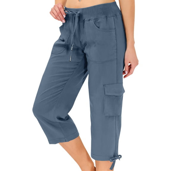 Women's Cargo Capris Pants with 3 Pockets Lightweight Quick Dry Travel Hiking Summer Pants for Women Casual