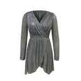 thumbnail image 7 of Blczomt Silver Womens Y2K Dresses Mini Dressy Casual Long Sleeve Sequin Cocktail Deep V Neck Formal Party Dress, 7 of 7