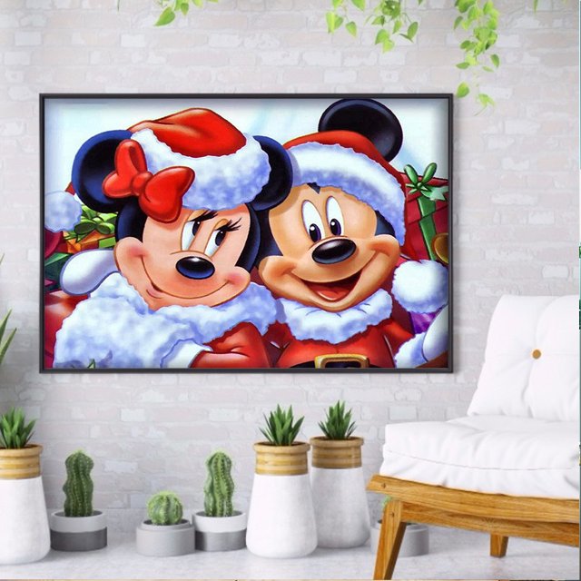 Cuadros Decorativos Pintura de diamantes dos ratones de Navidad imagen de diamantes de imitación de resina redonda completa (A1328) Ndcxsfigh Nuevos Originales