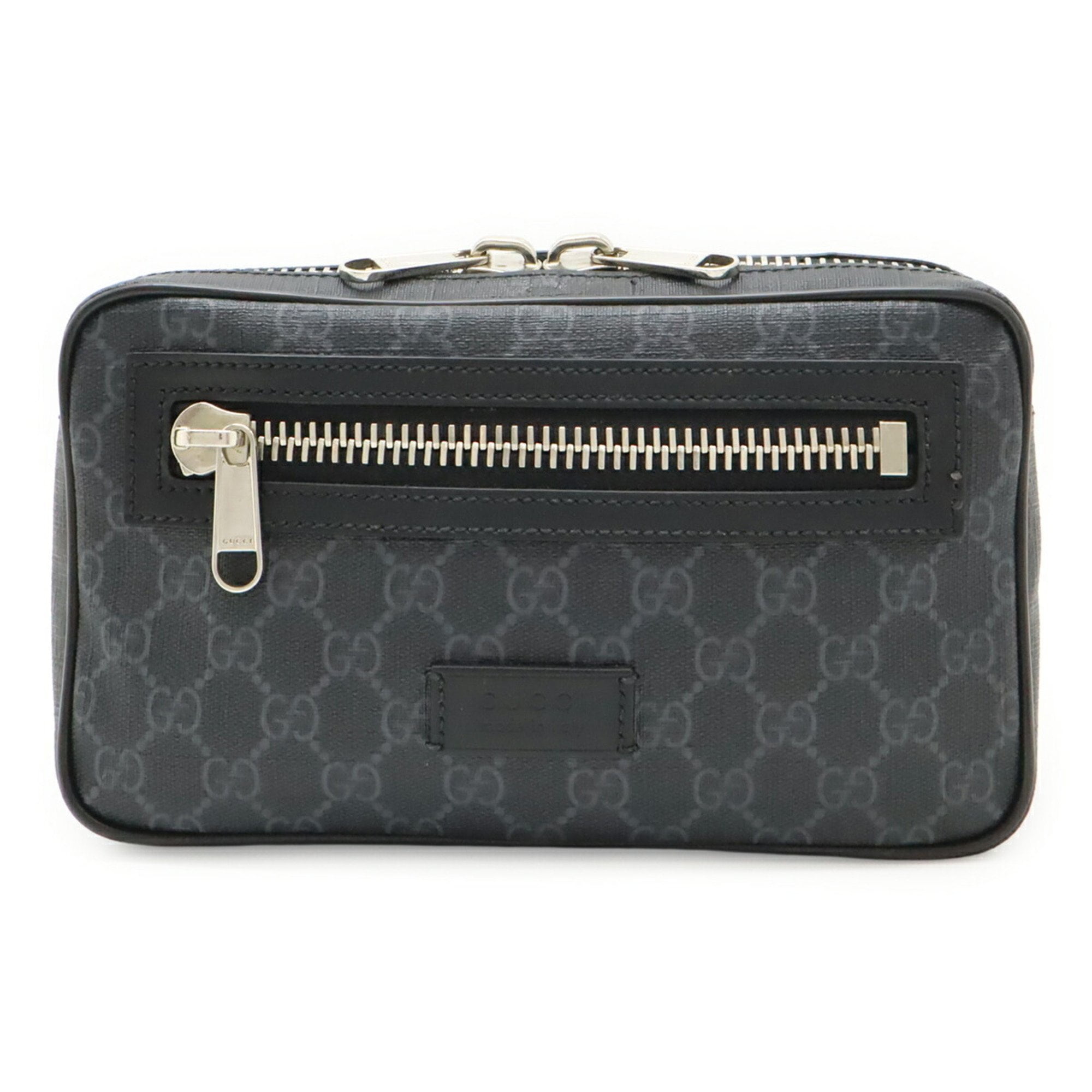 Pre-Owned GUCCI GG Supreme Web Line Waist Bag, Body Belt PVC Leather, Black, Dark... (Good)