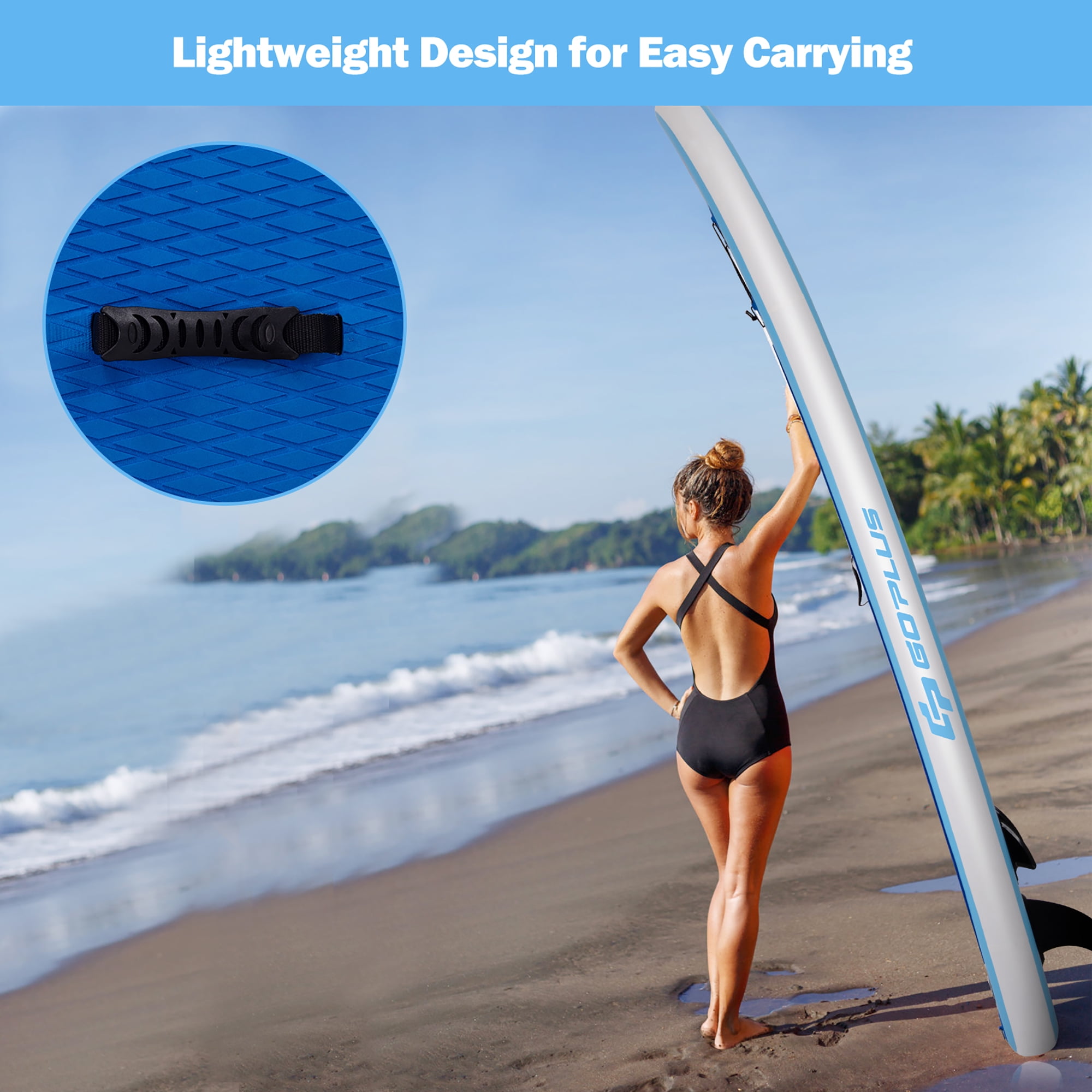 Goplus 10' Inflatable Stand Up Paddle Board SUP W/Adjustable Paddle Pump Leash