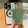 thumbnail image 2 of Compatible with iPhone 14 pro Magnetic Glitter Case-6.1 Inch, Luxury Love Heart Pattern Plating Clear Case, Compatible with MagSafe for Women Girls Shockproof Back Cover-Green, 2 of 13