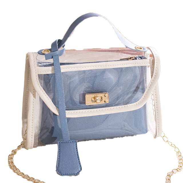 Bolso bandolera transparente, bolso bandolera 2 en 1 azul