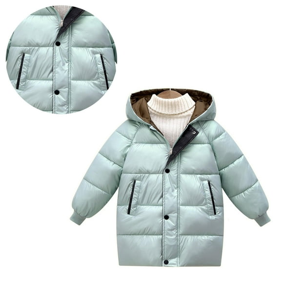 Baby Boys Girls Winter Coat,Baby Girls Puffer Coat Mid-length Hooded Jackets With Pockets Zipper Windproof Jacket Outwear For Kids Baby Girls Winter Down Coat
