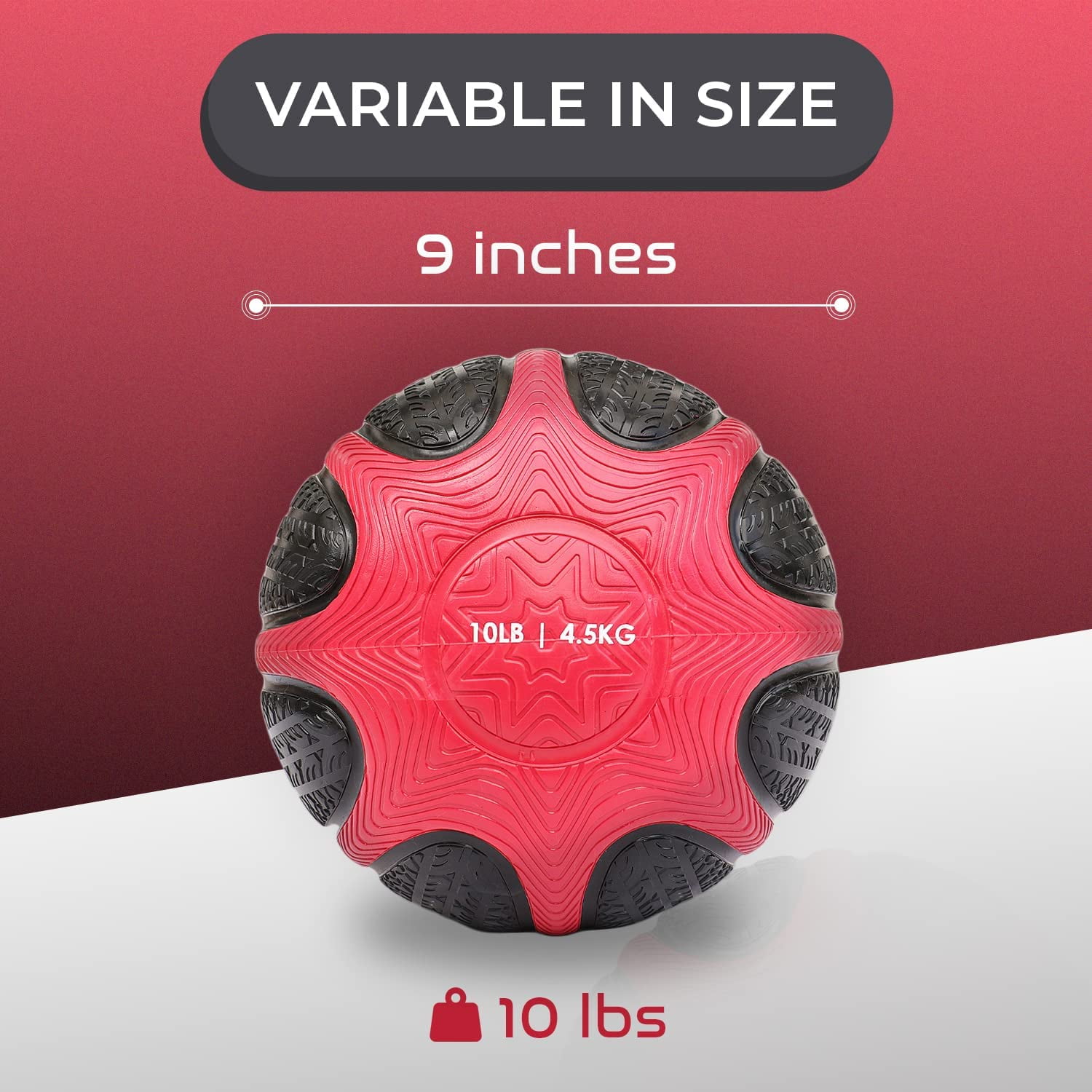 Yes4All 10lbs Med Exercise Ball Texture grip Black + Red