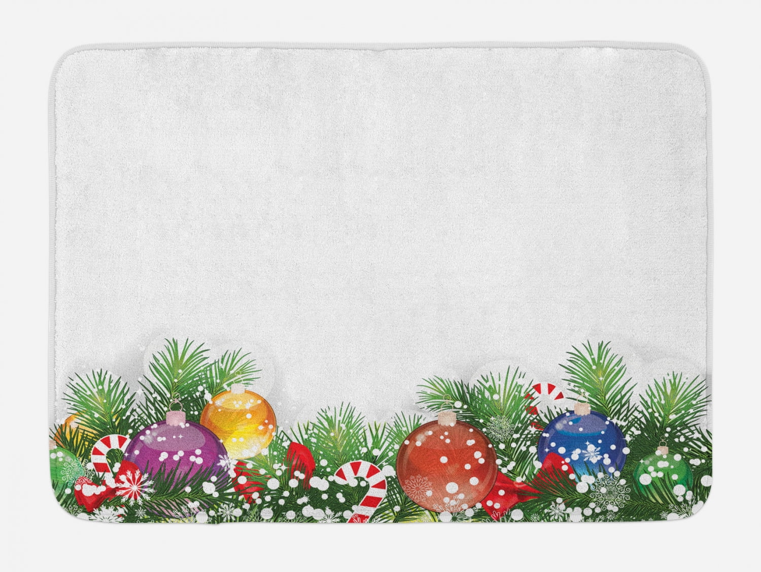Christmas Bath Mat, Holiday Season Office Festive Design Tree