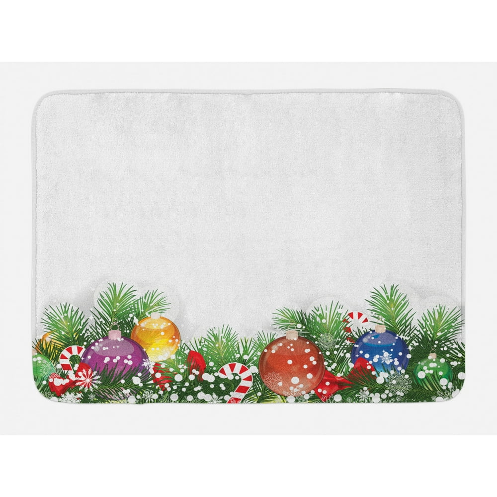 Christmas Bath Mat, Holiday Season Office Festive Design Tree