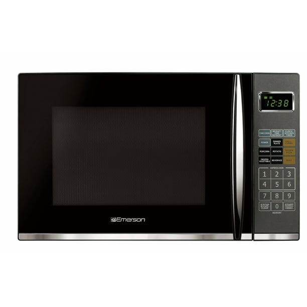 Emerson MWG9115SB-N Horno microondas con parrilla, temporizador y pantalla LED 1100 W, 11 niveles de potencia, 9 configuraciones preprogramadas, plato giratorio de vidrio extraíble con bloqueo de segu
