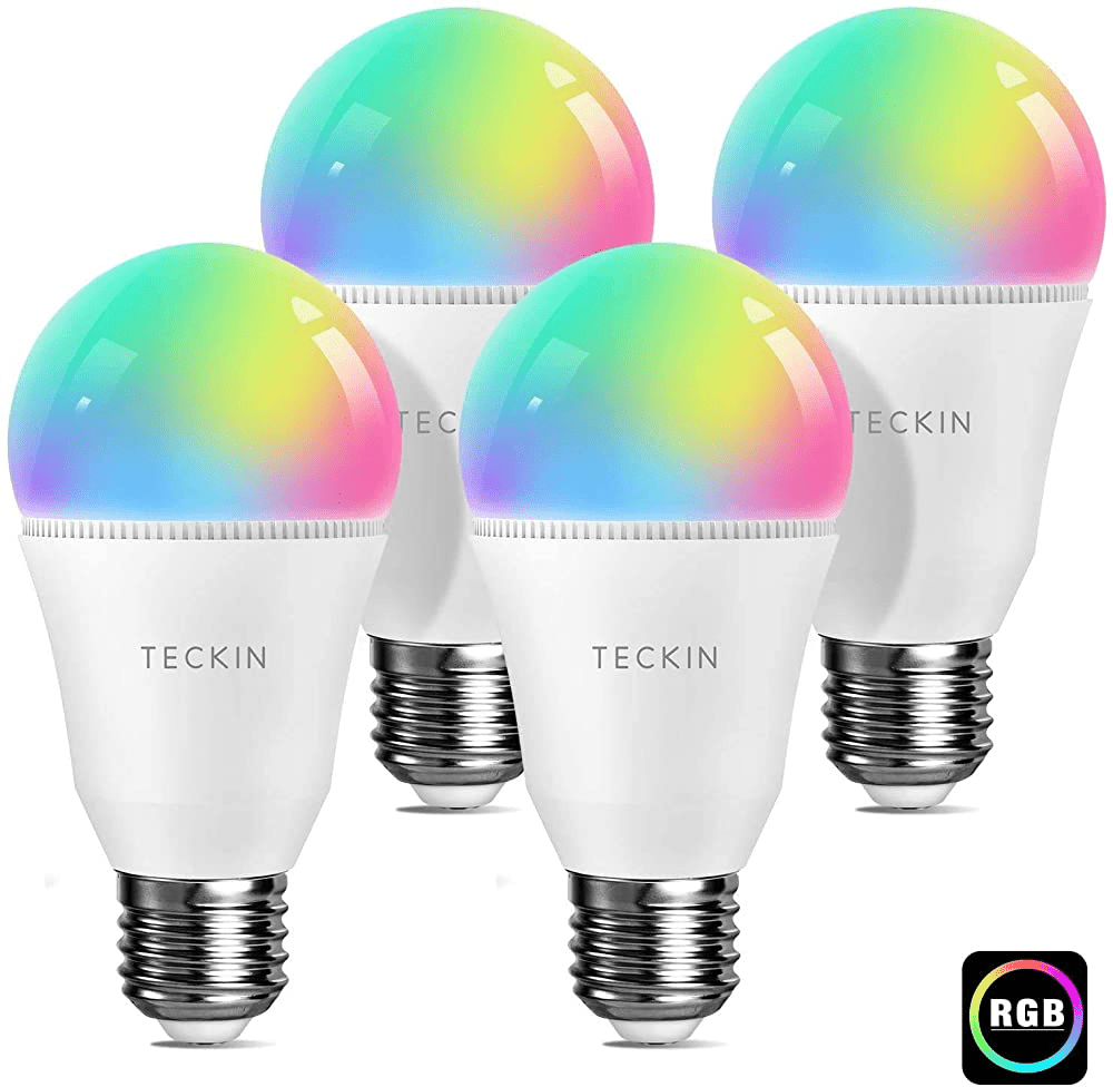 Teckin Smart Light Bulb, E26 A19 Smart LED Bulb, with Google Home, Multi-Color,7.5W 800LM. 4 Packs. - Walmart.com