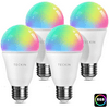 Teckin Smart Light Bulb, E26 A19 Smart LED Bulb, Compatible with Google Home, Multi-Color,7.5W 800LM. 4 Packs.