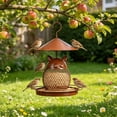 thumbnail image 4 of Metal Hanging Bird Feeder,Cute Cat Mesh Food Dispenser,Unique Profile Art Design for Courtyard Landscape,Home Garden Decor,Outdoor Bird Feeding,Brown, 4 of 7