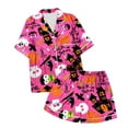 thumbnail image 6 of Ulitacool Womens Halloween Pajamas Set Short Sleeve Pjs And Shorts Set Button Down Pumpkin Ghost Print Sleepwear Hallowmas Soft Jammies Nightwear Hot Pink S, 6 of 6
