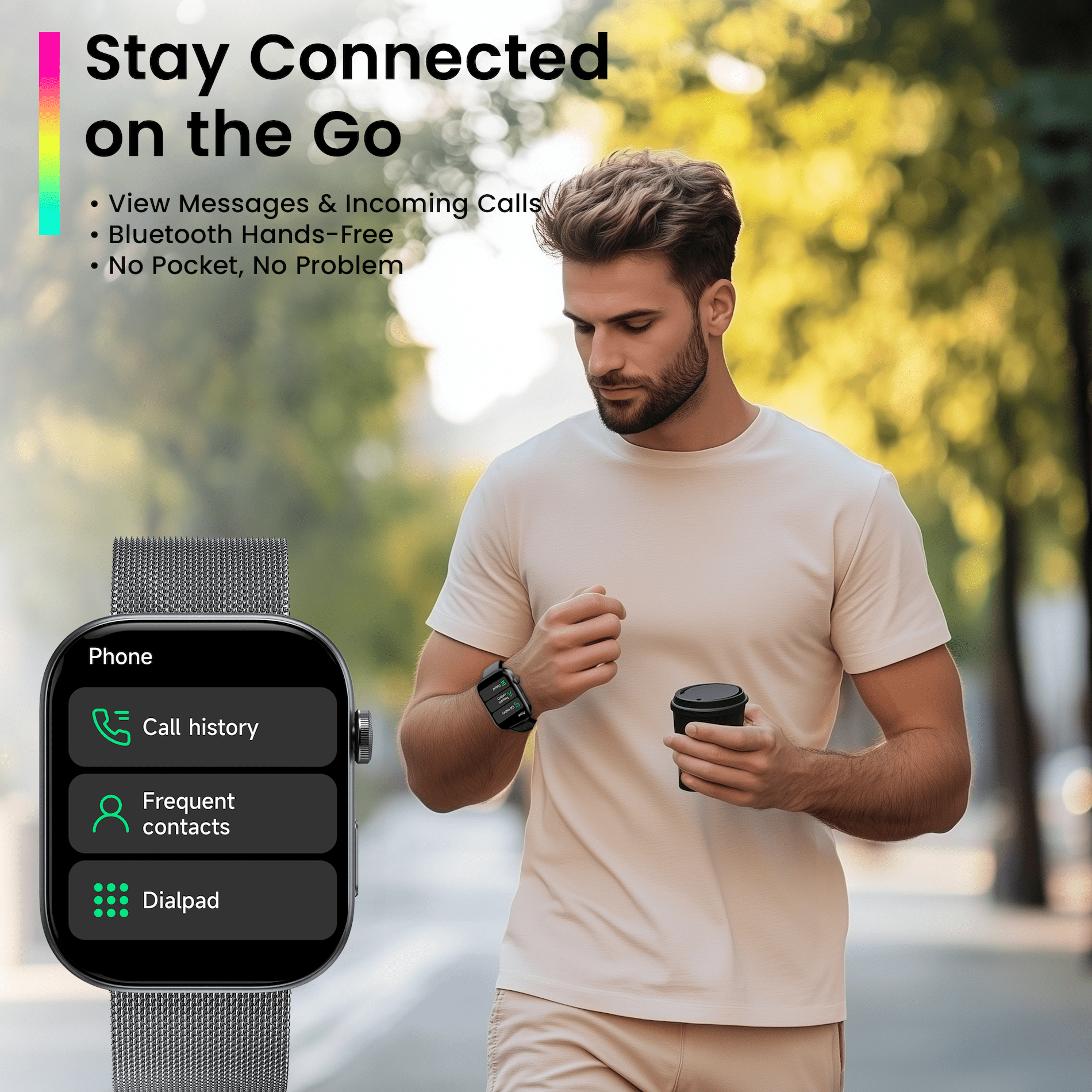 MiracoRun Smart Watch for Men, 1.99" AMOLED Display, Bluetooth Calls & Texts, 3ATM Water-Resistant, 14 Days Battery Life