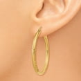 thumbnail image 3 of 14K Yellow Gold Earring Hoop Women'S 29 mm 2.5 Satin & Diamond-Cut 2.5Mm Round Earrings, 3 of 4