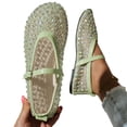 thumbnail image 4 of Crunowin Women's Slip-On Flats, Rhinestone Detail Breathable Mesh Fabric Comfort Shoes Green 8.5, 4 of 9