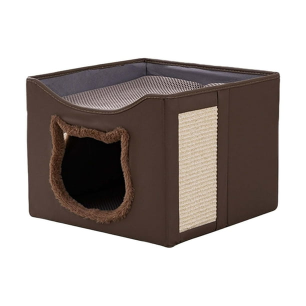 Cama para gatos tipo condominio, nido antiarañazos, muebles plegables para mascotas pequeñas y múltiples. Marrón