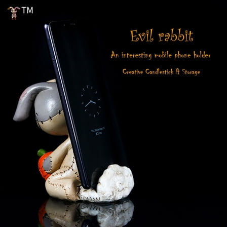 Gothic Rabbit Resin Decorative Figurine - Minimalist Desk Decor - Beige