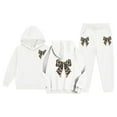 thumbnail image 7 of Girls Pants Sets Bow Print Design Pullover Hoodie Jogger Outfits Clothes, 7 of 7