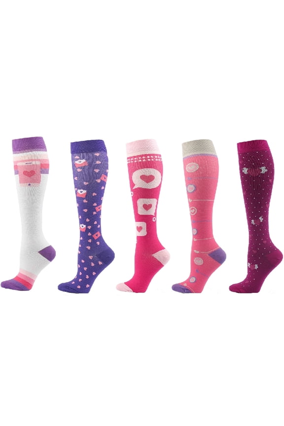 SZDUDU 5 Pairs Compression Socks for Women & Men 20-30 mmHg Circulation Support Recovery Socks for Nurses Running, Athletic, Cycling (L-XL/8-11)