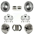 thumbnail image 1 of Transit Auto Front Rear Disc Brake Caliper Rotors Drums Semi-Metallic Pads Kit (8Pc) for Car Ford Focus KC8-100843S, 1 of 11