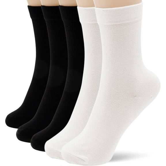 Thin Crew Socks for Women - Dress Socks - Soft Cotton Socks - Crew Socks for Business Trouser Casual 3-6 Pairs