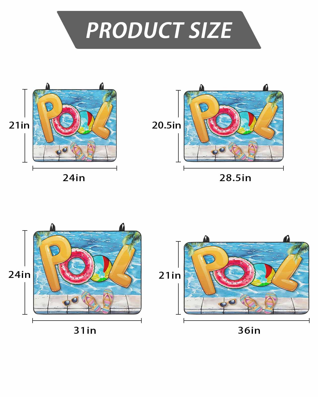 Stove Top Covers for Electric Stove, Blue Summer Pool Glass Stovetop Cover Protector, Watermelon Swimming Ring Slippers Induction Cooktop Protector Oven Mat for Kitchen Countertop 24"x21"