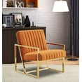 thumbnail image 4 of LeisureMod Montgomery Modern Velvet Pinstripe Design Accent Armchair With Gold Frame in Orange Marmalade, 4 of 7