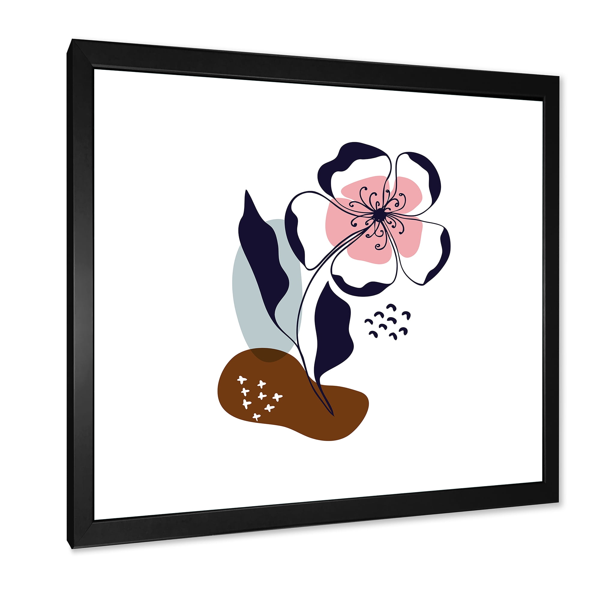Designart 'Abstract Minimal Shapes Under Flowers IV' Modern Framed Art Print