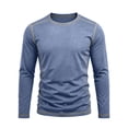 thumbnail image 4 of Smsaxvxz Mens Shirts Soft Comfort Crew Neck Long Sleeve Color Patchwork T-Shirts Casual Lightweight Fall Tops Dark Blue M, 4 of 8