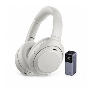 Sony WH-1000XM4C Gen2 Wireless Noise Cancelling Headphones (Silver) with Portable Charging Accessory