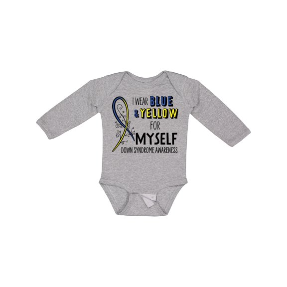 Inktastic I Wear Blue and Yellow for Myself- Down Syndrome awareness Boys or Girls Long Sleeve Baby Bodysuit