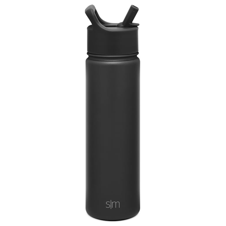 Simple Modern Summit 22 oz Midnight Black Insulated Stainless Steel Water  Bottle with Straw and Wide Mouth Lid 