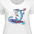 thumbnail image 4 of Inktastic Fourth of July Shark Surfing Women's Plus Size T-Shirt, 4 of 5