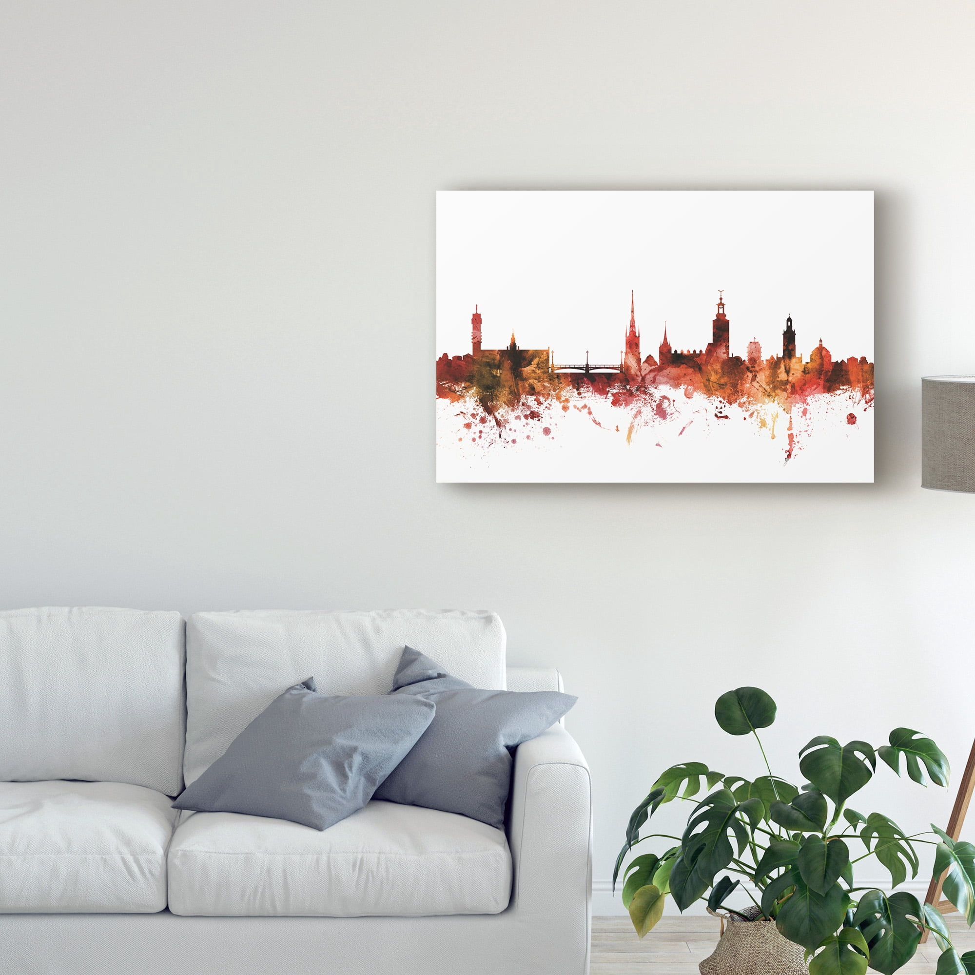 Trademark Fine Art 'Stockholm Sweden Skyline Red' Canvas Art by Michael Tompsett