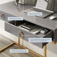 thumbnail image 3 of BELLEZE Vanity Table, Home Office Computer Desk - Chelsea (Gray), 3 of 7
