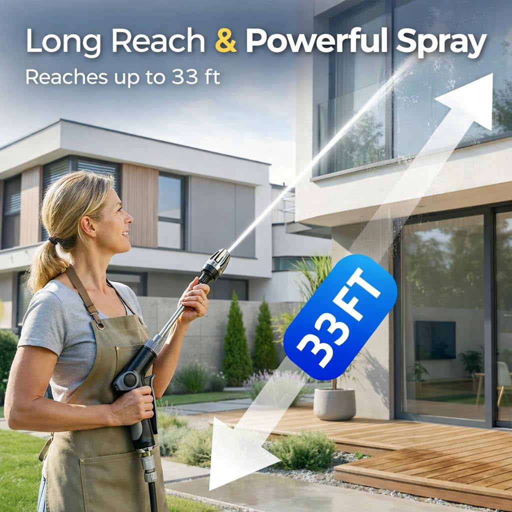 Heavy Duty Garden Hose Nozzle, High Pressure Water Cleaning Jet Sprayer, Multi-Function Lawn & Garden Hose Nozzle for Yard, House, Car & Pet Cleaning