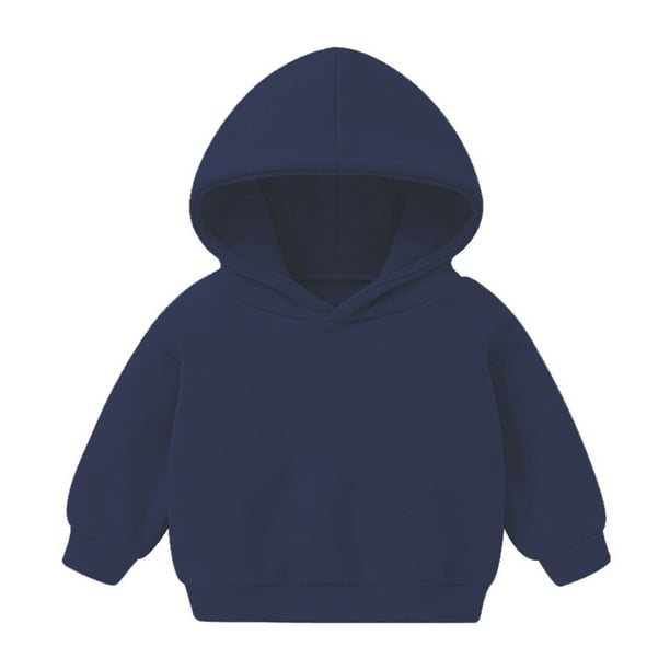 Gibobby Sudadera playera de manga larga con cuello redondoSudadera de forro polar para niños y niñas(Marina, 18-24 Meses)